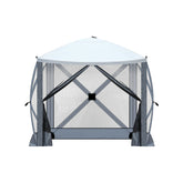 HAOYYE Outdoor Pop Up Camping Canopy Tent with Mesh Sidewalls Waterproof UV 50+ Oxford Fabric Portable Folding Shelter with Carrying Bag Fast Setup Hub Frame for Patio Beach Lawn and Outdoor Events